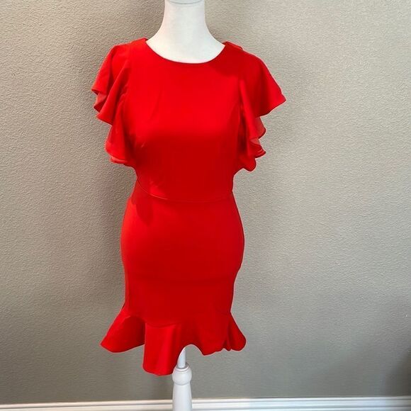 Saints + Secrets Orange Ruffled Dress - Picture 1 of 6